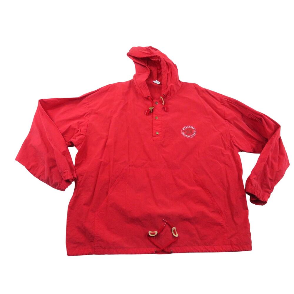 Marlboro Country Store Red Pullover Windbreaker Hooded Sz XL 1990s